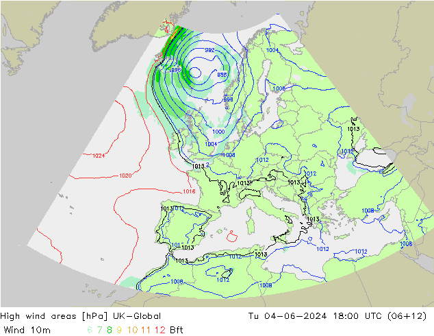 High wind areas UK-Global вт 04.06.2024 18 UTC