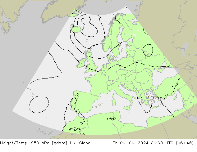 Yükseklik/Sıc. 950 hPa UK-Global Per 06.06.2024 06 UTC