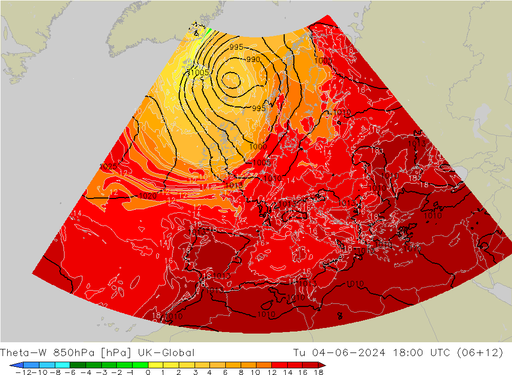 Theta-W 850hPa UK-Global mar 04.06.2024 18 UTC