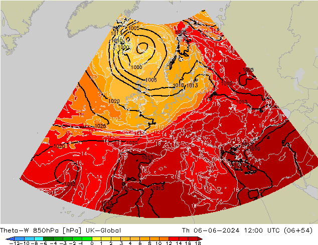 Theta-W 850hPa UK-Global gio 06.06.2024 12 UTC