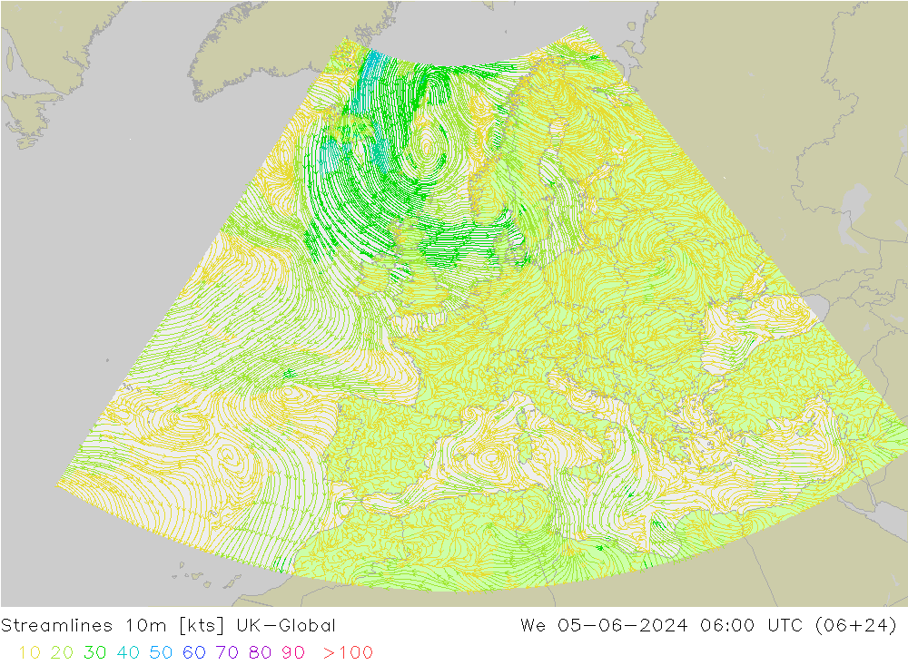 风 10m UK-Global 星期三 05.06.2024 06 UTC