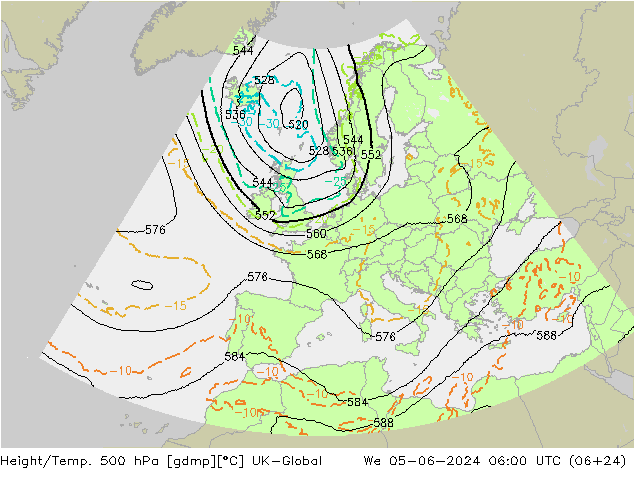 Hoogte/Temp. 500 hPa UK-Global wo 05.06.2024 06 UTC