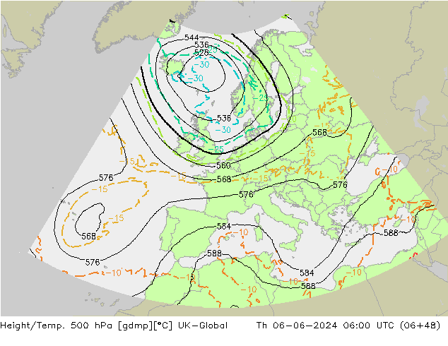 Yükseklik/Sıc. 500 hPa UK-Global Per 06.06.2024 06 UTC