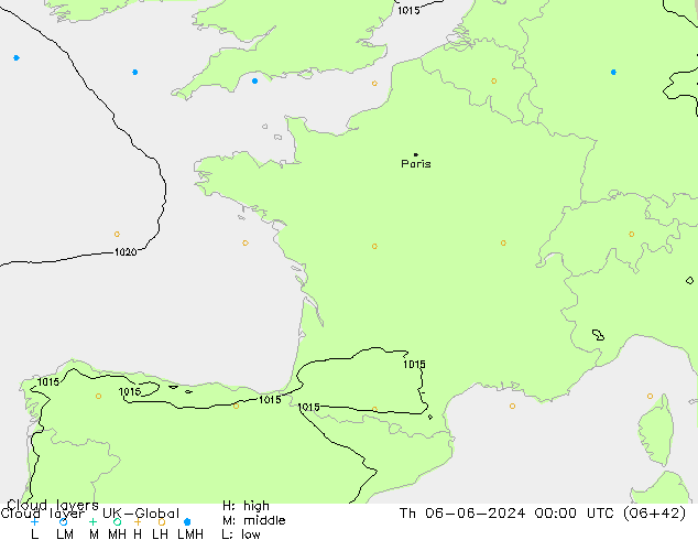 Cloud layer UK-Global Th 06.06.2024 00 UTC