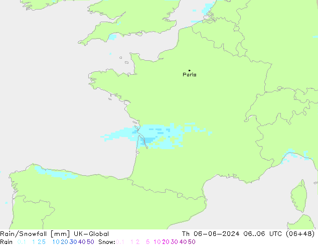 Rain/Snowfall UK-Global jeu 06.06.2024 06 UTC