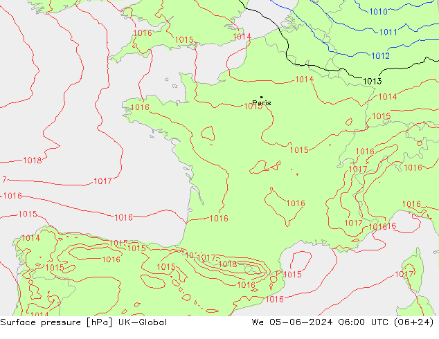 pression de l'air UK-Global mer 05.06.2024 06 UTC