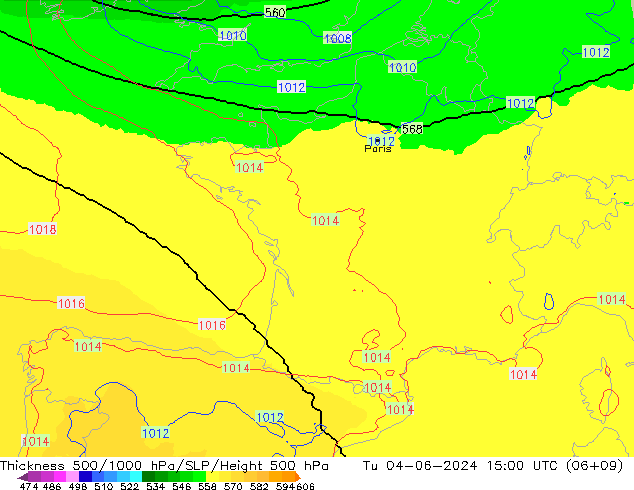 Thck 500-1000hPa UK-Global Tu 04.06.2024 15 UTC