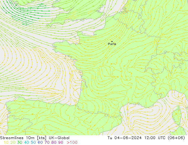 Stromlinien 10m UK-Global Di 04.06.2024 12 UTC