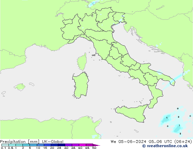 Precipitazione UK-Global mer 05.06.2024 06 UTC