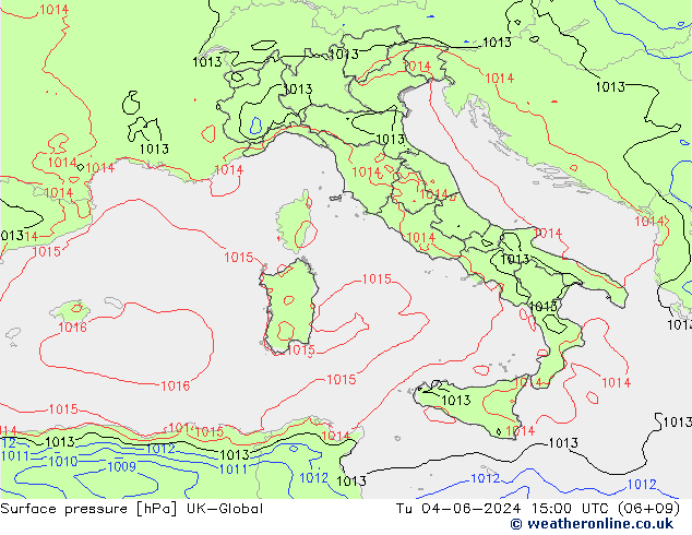 приземное давление UK-Global вт 04.06.2024 15 UTC