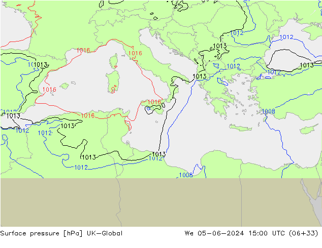 приземное давление UK-Global ср 05.06.2024 15 UTC