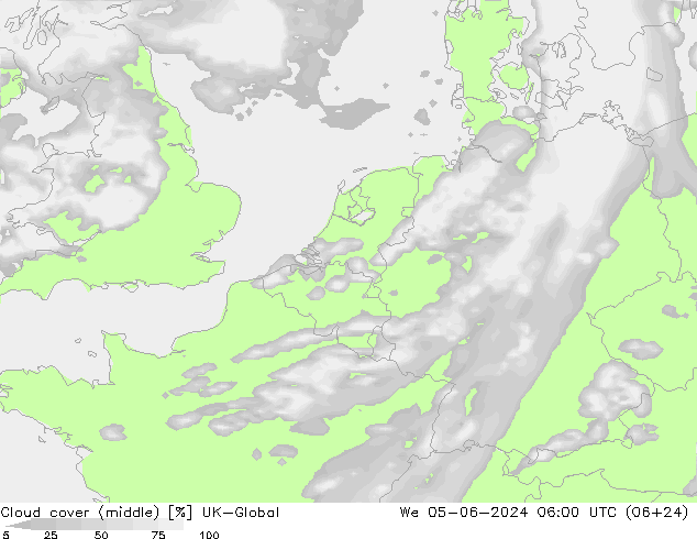 Cloud cover (middle) UK-Global We 05.06.2024 06 UTC