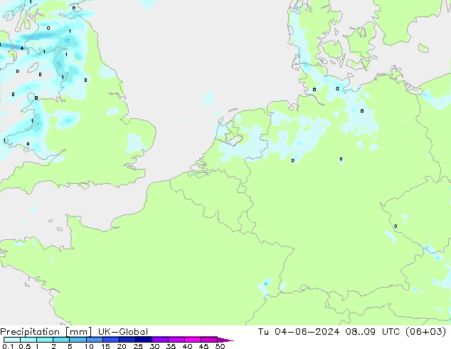 Precipitazione UK-Global mar 04.06.2024 09 UTC