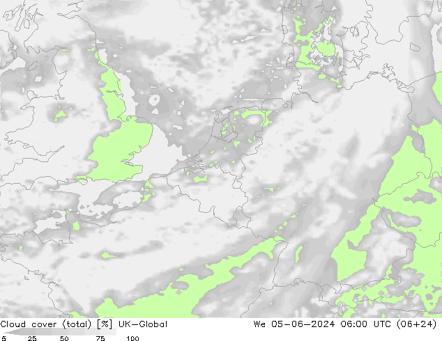 Nubes (total) UK-Global mié 05.06.2024 06 UTC