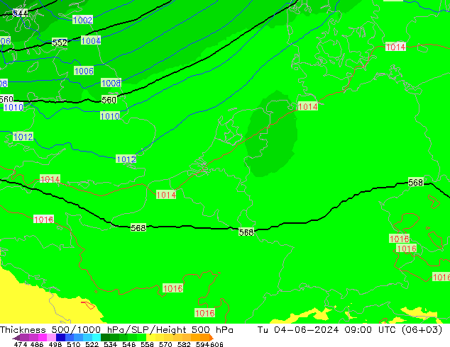 Thck 500-1000hPa UK-Global wto. 04.06.2024 09 UTC