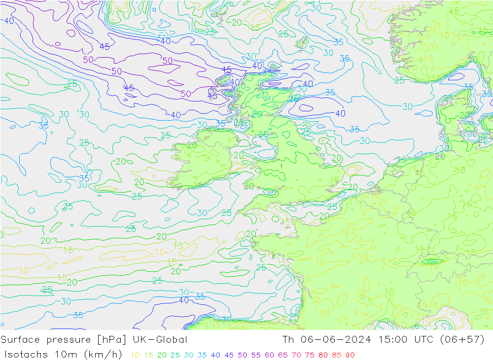 Isotachs (kph) UK-Global Th 06.06.2024 15 UTC