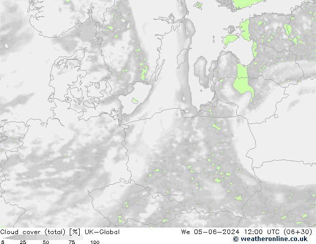Nubes (total) UK-Global mié 05.06.2024 12 UTC