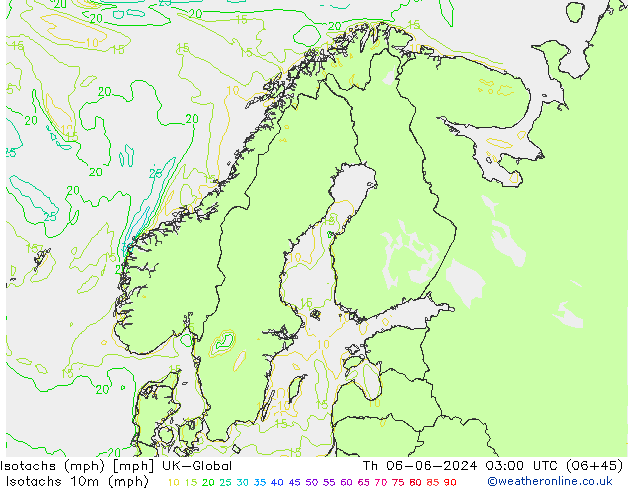 Isotachen (mph) UK-Global Do 06.06.2024 03 UTC