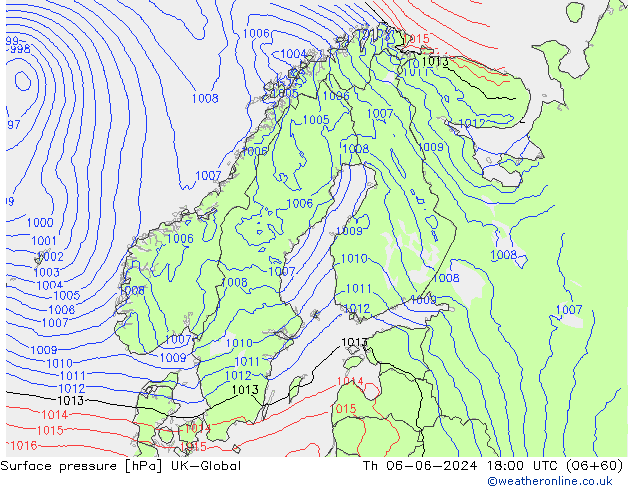 Surface pressure UK-Global Th 06.06.2024 18 UTC