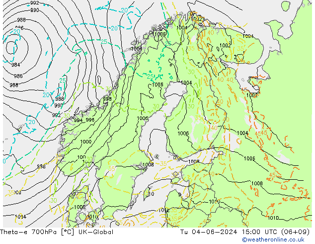 Theta-e 700hPa UK-Global di 04.06.2024 15 UTC