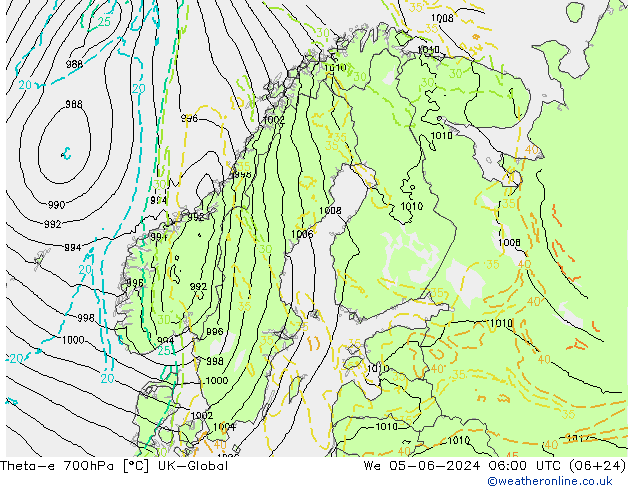 Theta-e 700гПа UK-Global ср 05.06.2024 06 UTC