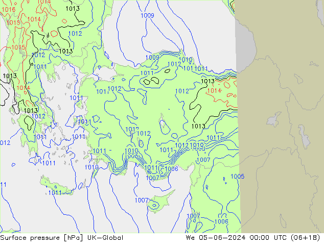 pressão do solo UK-Global Qua 05.06.2024 00 UTC