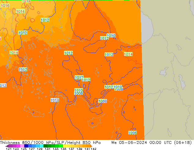 Thck 850-1000 hPa UK-Global Qua 05.06.2024 00 UTC