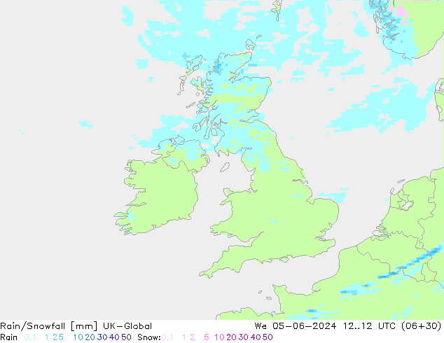 Rain/Snowfall UK-Global  05.06.2024 12 UTC