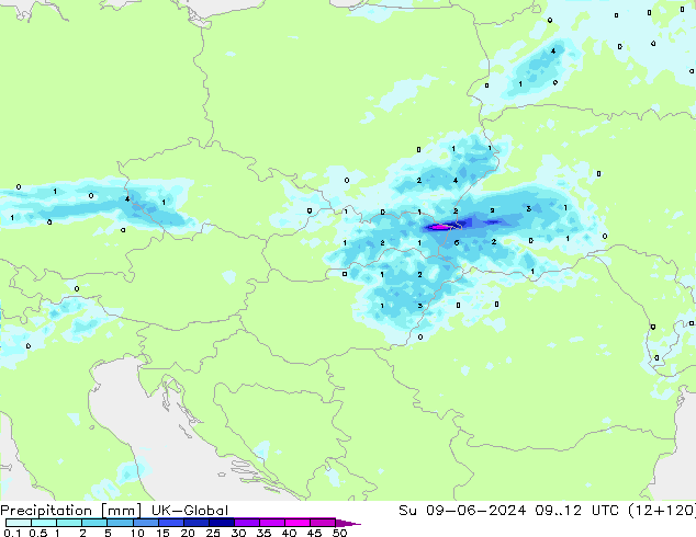 Precipitación UK-Global dom 09.06.2024 12 UTC