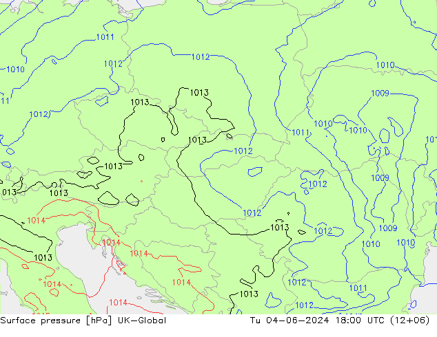 Surface pressure UK-Global Tu 04.06.2024 18 UTC