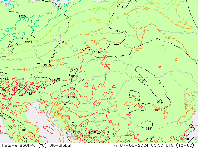 Theta-e 850hPa UK-Global ven 07.06.2024 00 UTC