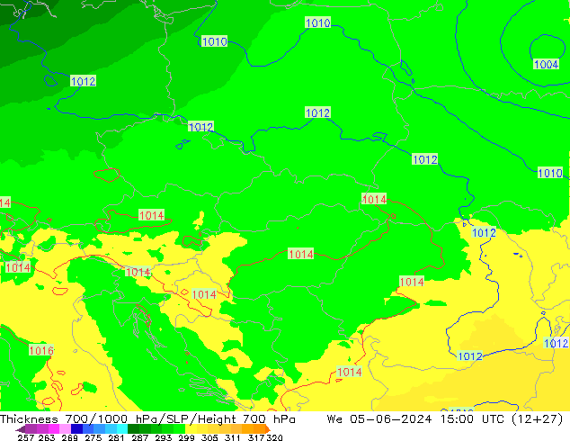 Thck 700-1000 hPa UK-Global We 05.06.2024 15 UTC