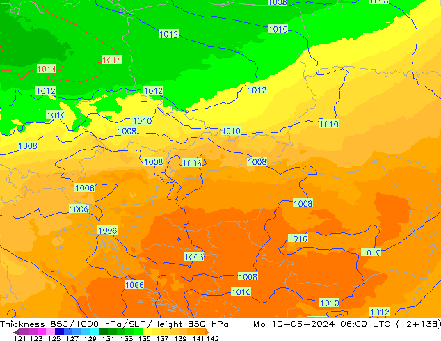 Thck 850-1000 hPa UK-Global Po 10.06.2024 06 UTC