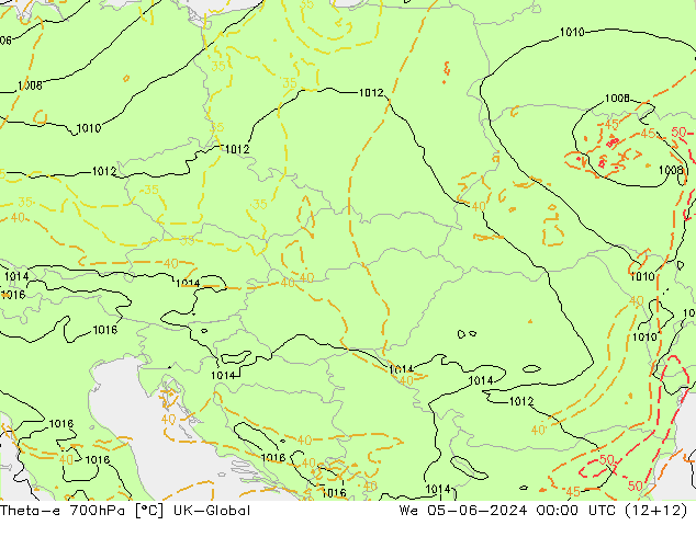 Theta-e 700hPa UK-Global We 05.06.2024 00 UTC