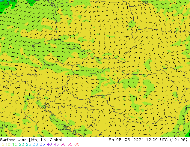 Vent 10 m UK-Global sam 08.06.2024 12 UTC