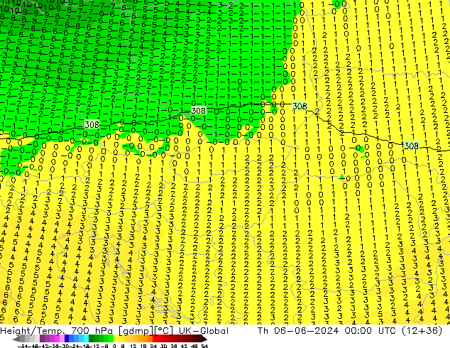 Height/Temp. 700 гПа UK-Global чт 06.06.2024 00 UTC