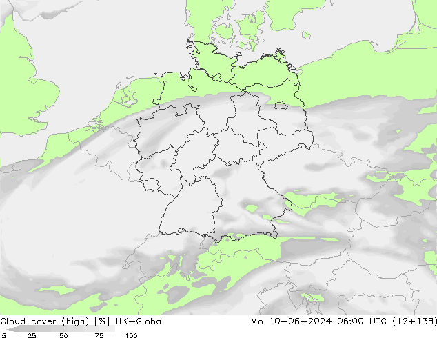 Cloud cover (high) UK-Global Mo 10.06.2024 06 UTC