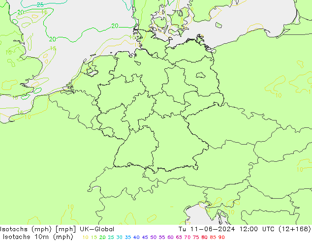 Isotachs (mph) UK-Global Tu 11.06.2024 12 UTC