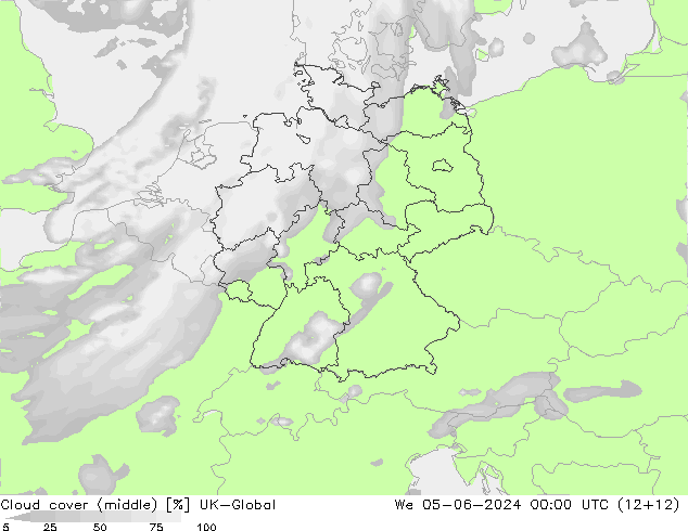 Cloud cover (middle) UK-Global We 05.06.2024 00 UTC