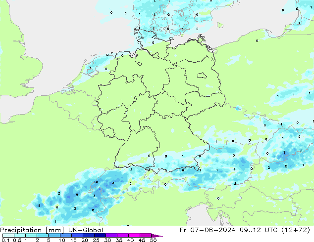 Srážky UK-Global Pá 07.06.2024 12 UTC