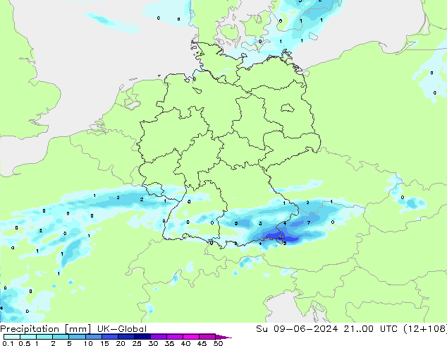 Neerslag UK-Global zo 09.06.2024 00 UTC