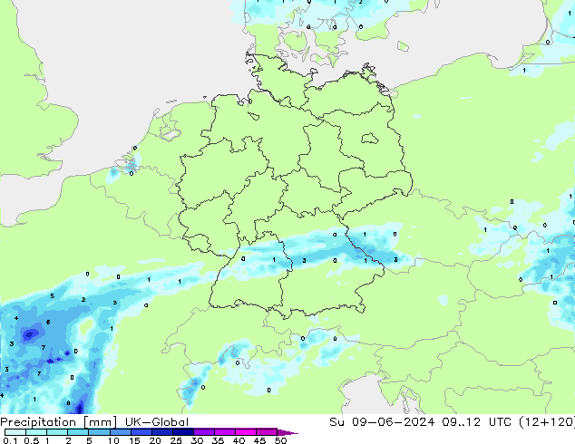 precipitação UK-Global Dom 09.06.2024 12 UTC