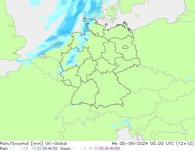 Rain/Snowfall UK-Global We 05.06.2024 00 UTC