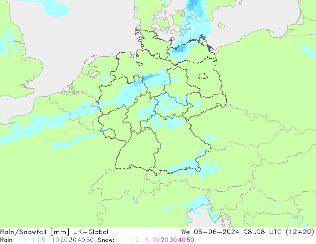 Rain/Snowfall UK-Global Qua 05.06.2024 08 UTC