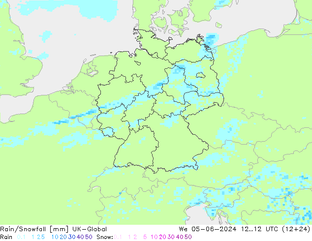 Rain/Snowfall UK-Global mer 05.06.2024 12 UTC