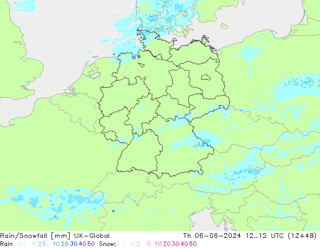 Rain/Snowfall UK-Global чт 06.06.2024 12 UTC