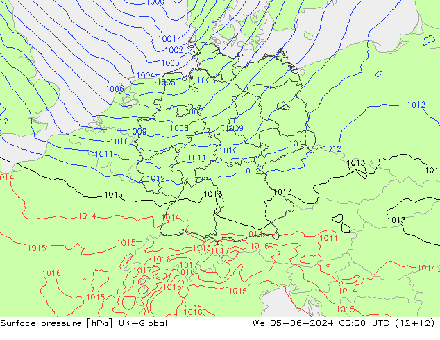 Surface pressure UK-Global We 05.06.2024 00 UTC