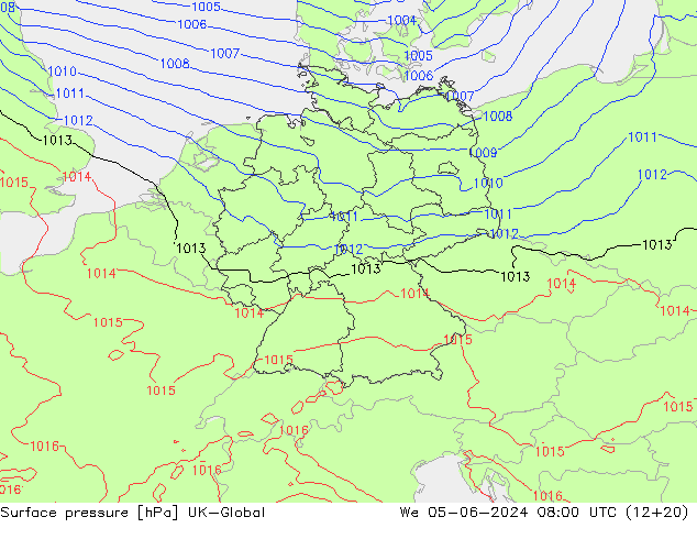 Surface pressure UK-Global We 05.06.2024 08 UTC