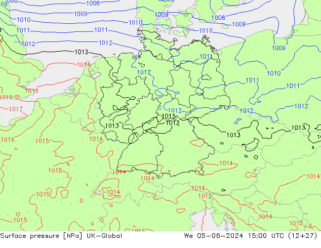 Atmosférický tlak UK-Global St 05.06.2024 15 UTC