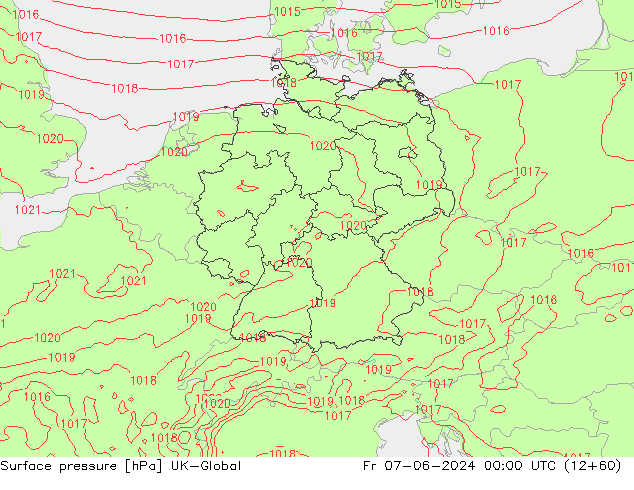 Atmosférický tlak UK-Global Pá 07.06.2024 00 UTC